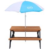 AXI Nick Picknicktafel Antraciet/bruin - Parasol Blauw/wit - Picknick tafel voor kinderen van FSC hout