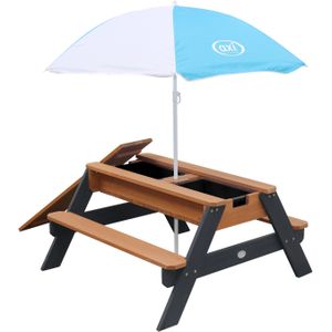 AXI Nick Picknicktafel / Zandtafel / Watertafel voor kinderen in antraciet/bruin met parasol |Multifunctionele Picknick tafel van hout