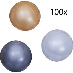Sunny Parelmoer 100 ballenbak ballen - Wit/Grijs/Goud Ø7cm ballen