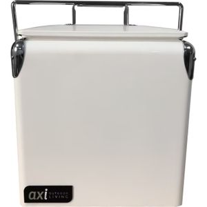 AXI Retro Cooler Mini Wit - Koelbox met afneembare deksel en flesopener - 13L inhoud