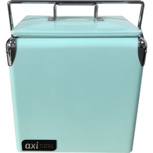 AXI Retro Mini Cooler Zwart | Outdoor Koeler / Koelbox klein met afneembaar deksel & flesopener | Inhoud 13L/10 KG voor tuin / buiten