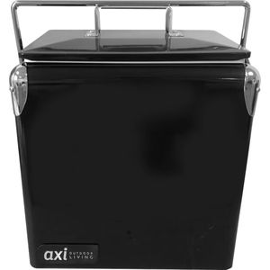 AXI Retro Cooler Mini Zwart - Koelbox met afneembare deksel en flesopener - 13L inhoud