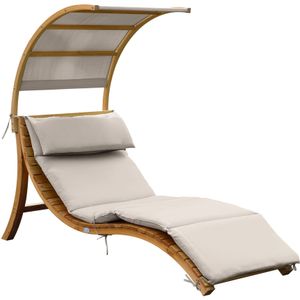AXI - Salina - Ligstoel - Beige - FSC 100% Larikshout - Met Zonnescherm