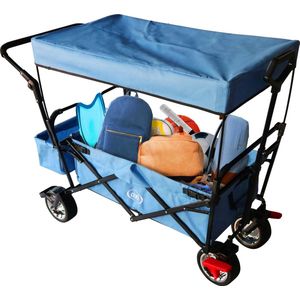 AXI AB210 Opvouwbare Bolderwagen in Blauw - Bolderkar met dak, tas, rem en duwstang - Max. 80kg - Metaal