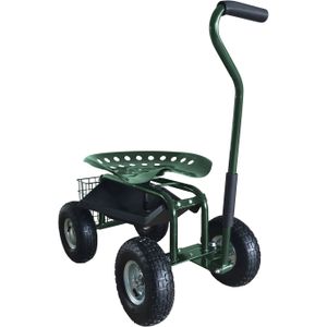 AXI AG22 Tuinkrukje op wielen voor de tuin in Groen | Tuinkruk / Knielkruk van metaal met maximale belasting van 150 kg | Zitkruk met opbergruimte voor bij het tuinieren