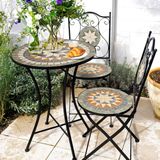 AXI Amélie 3-delige Mozaïek Bistroset Ster Grijs/bruin | Bistro Set met tafel & 2 stoelen | Balkonset van metaal & Mozaïek design