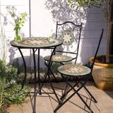 AXI Amélie 3-delige Mozaïek Bistroset Ster Grijs/bruin | Bistro Set met tafel & 2 stoelen | Balkonset van metaal & Mozaïek design