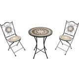 AXI Amélie 3-delige Mozaïek Bistroset Ster Grijs/bruin | Bistro Set met tafel & 2 stoelen | Balkonset van metaal & Mozaïek design