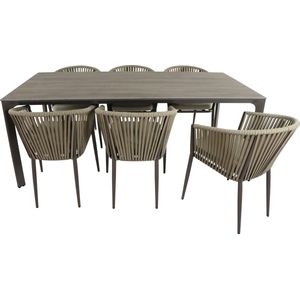 AXI Resi Tuinset met 6 stoelen Taupe met Hout-look PSPC