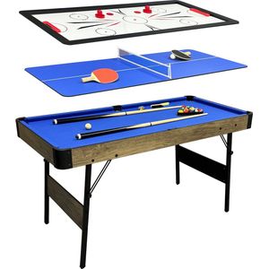 Cougar 3-in-1 Multi Speeltafel Eiken – Pooltafel, Push Hockey, Tafeltennis – Inclusief accessoires