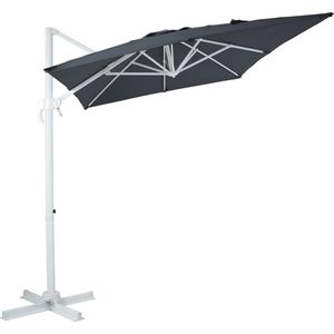 AXI Coco Zweefparasol 200x300 cm Wit/grijs – Gepoedercoat aluminium frame met kruisvoet – 360° Draaibaar - Kantelbaar – UV werend doek