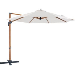 AXI Marisol Zweefparasol Ø 300cm Houtlook/beige – Gepoedercoat aluminium frame met kruisvoet – 360° Draaibaar – Kantelbaar – UV werend doek