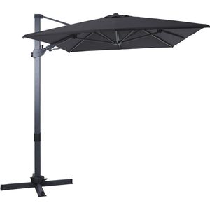 AXI Milad Premium Zweefparasol 200x300 cm Antraciet/grijs – Gepoedercoat aluminium frame met kruisvoet – 360° Draaibaar - Kantelbaar – UV werend doek