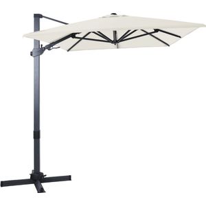 AXI Milad Premium Zweefparasol 200x300 cm Antraciet/beige – Gepoedercoat aluminium frame met kruisvoet – 360° Draaibaar - Kantelbaar – UV werend doek