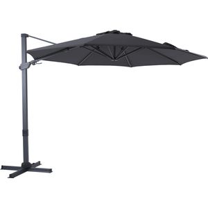 AXI Cyrus Premium Zweefparasol Ø 300cm Antraciet/grijs – Gepoedercoat aluminium frame met kruisvoet – 360° Draaibaar - Kantelbaar – UV werend doek