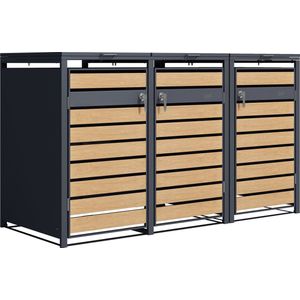 AXI Lucas Containerombouw in Antraciet/houtlook Kliko ombouw voor 3 container