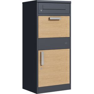 AXI - Levi - Pakketbrievenbus - Antraciet/Houtlook - Metaal