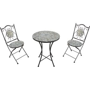 AXI Amélie Bistroset - Mozaïek Zandbeige - Metalen Frame - 3-delige Set