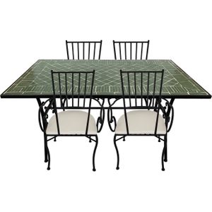 AXI Leonie 5-delige Mozaïek Bistroset Donkergroen - Metalen frame met keramische tegel – Tuin set 4 stoelen en tafel
