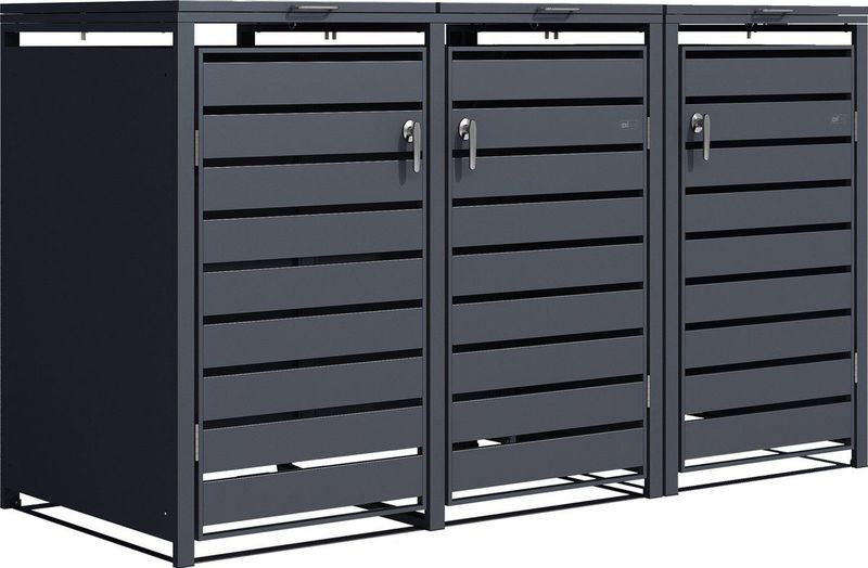 AXI Lucas - Metalen Containerombouw - Antraciet - Geschikt voor 3 Afvalcontainers