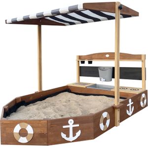 Zaza Home Zandbak Schip Design Modderbak Van Hout Zeilschip Piratenschip Voor Kinderen 3 8 Jaar Oranje 160 X 70 X 103 Cm