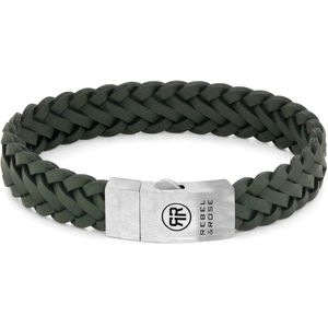 Rebel and Rose - RR-L0149-S - Armband - Groen - Gevlochten Leer