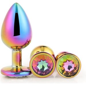 Dream Toys - Aluminium anaalplug set met siersteen 3 delig Gleaming Love - Multi color