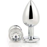 Dream Toys - Aluminium anaalplug met siersteen Large Gleaming Love - Zilver