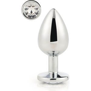 Dream Toys - Aluminium anaalplug met siersteen Large Gleaming Love - Zilver