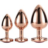 Dream Toys - Aluminium anaalplug set met siersteen 3 delig Gleaming Love - Roségoud