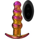 Dream Toys Glamour Glass Remote Beaded anale vibrator rainbow 13,5 cm