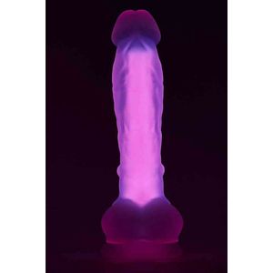 RADIANT SOFT SILICONE GLOW IN THE DARK DILDO LARGE PINK