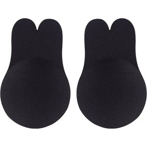 Bye Bra stoffen Pull-Up Beha, Konijn Vorm, Zelfklevende Pull-Up Beha, Plakbeha, Herbruikbare Zelfklevende nippel cover, Zwart, M