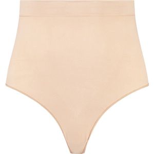 Bye Bra - Soft Touch Seamless Mid Waist Thong - Beige - Corrigerend Ondergoed