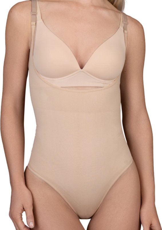 Corrigerende Body Bye Bra Women Soft Touch Seamless Bodysuit Open Bust Beige-S