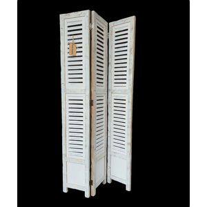 Raamscherm hout 118 cm landelijke shutter als raam scherm Ibiza White