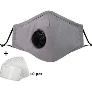 5 pack mondmasker - mondkapje met ademfilter grijs - complete set