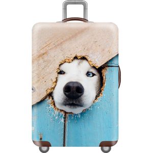 kofferhoes met 3d print White dog eat my case - maat S - Voor hoogte 48 tot 53 cm