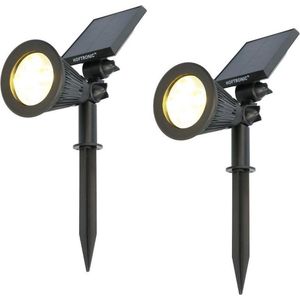 2x Bend LED Prikspot - Solar tuinverlichting - 3000K warm wit - IP65 waterdicht - Tuinspot met grondspies - Geen kabels nodig