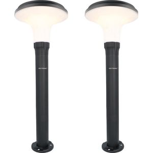 2x HOFTRONIC Layton - LED Solar sokkellamp - 4.5 Watt - 3000K Warm wit (sfeervol) - IP65 waterdicht - Tot 12 uur brandtijd - Monokristal zonnepaneel - Geschikt als padverlichting, buitenlamp