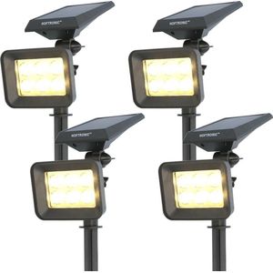 4x Reno LED Solar Tuinspot 3000K warm wit IP65 Spatwaterdicht Prikspot Grondspot