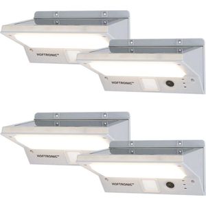 HOFTRONIC - 4x Burley LED Solar Wandleuchte mit Bewegungssensor 3 Lichtmodi 21 LEDS 3000K warmweiß