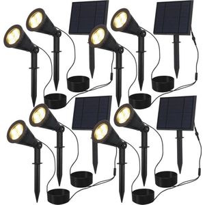 4x Solar LED tuinspot Bend Duo met los zonnepaneel 3000K warm wit Prikspot