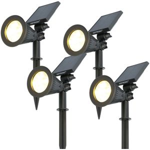 HOFTRONIC - 4x Solar LED Gartenstrahler Bend PIR mit Bewegungsmelder 3000K Warmweiß