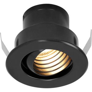 Medina - 12V 3W - Mini LED Inbouwspot - Zwart - Kantelbaar & verzonken - Verandaverlichting - IP44 voor buiten - 2700K - Warm wit