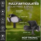2x HOFTRONIC Pato - Solar tuinspot met bewegingssensor - Monokristal zonnepaneel - 3000K Warm wit - IP65 Waterdicht - Tuinverlichting op Zonne-energie - Wandspot en prikspot