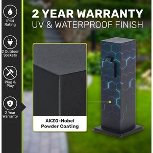 HOFTRONIC - Delta S - Buitenstopcontact - Zwart - 2 Stopcontacten - IP44