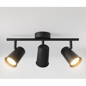 Riga LED Plafondlamp 3 spots Zwart - Draaibaar en Dimbaar - 3 lichts - GU10 - Plafondspot woonkamer en gang - Opbouwspot verlichting