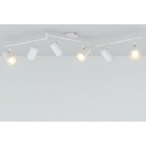HOFTRONIC - Riga LED Deckenleuchte 6 flammig Weiß - Schwenkbar und Dimmbar - 6 Strahler - GU10 - Deckenlampe für Wohnzimmer - Aufbau Deckenspot