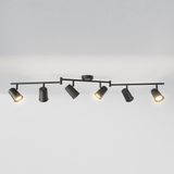 Riga - LED Plafondlamp - Zwart - 6 Spots - Draaibaar en Dimbaar - GU10 Fitting